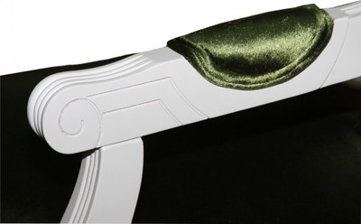 Casa Padrino Barock Esszimmerstuhl mit Armlehne in Grün und Weiß - Luxuriöser Designerstuhl aus Massivholz, 95 x 55 x 50 cm