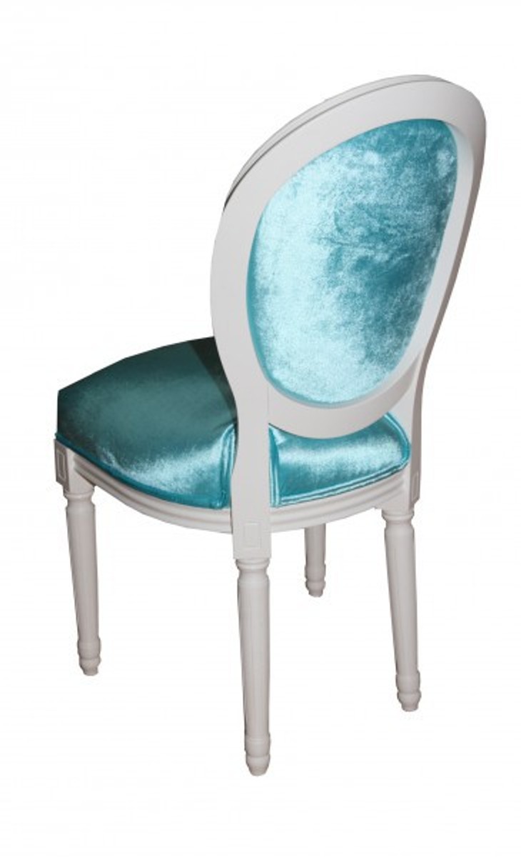 Casa Padrino Barock Esszimmer Stuhl Türkis - Designer Stuhl aus massivem Buchenholz - 99 x 50 x 50 cm Casa Padrino Barock Esszimmer Stuhl Türkis - Designer Stuhl aus massivem Buchenholz - 99 x 50 x 50 cm