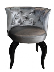 Casa Padrino Barock Salon Stuhl Grey - Designer Sessel aus massivem Buchenholz und edlem Samt - 75 x 50 x 48 cm