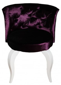 Casa Padrino Barock Salon Stuhl Lila / Weiß - Designer Sessel aus massivem Buchenholz - 75 x 50 x 48 cm