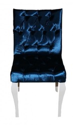 Casa Padrino Sedia da Pranzo Barocca Blu - Sedia di Design di Lusso in Legno di Faggio Massello - 89 x 47 x 50 cm