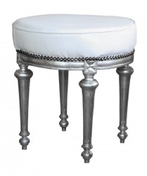 Casa Padrino baroque Tabouret / ronde Tabouret Blanc / Argent Casa Padrino baroque Tabouret / ronde Tabouret Blanc / Argent