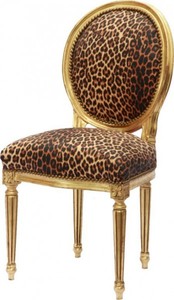 Casa Padrino baroque dîner Chaise Leopard / or ronde Casa Padrino baroque dîner Chaise Leopard / or ronde