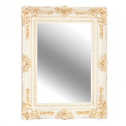 Casa Padrino Baroque Wall Mirror in White and Gold Antique Look, 121 x 90 cm, Ornate Wall Mirror for Luxurious Interiors Casa Padrino Baroque Wall Mirror in White and Gold Antique Look, 121 x 90 cm, Ornate Wall Mirror for Luxurious Interiors