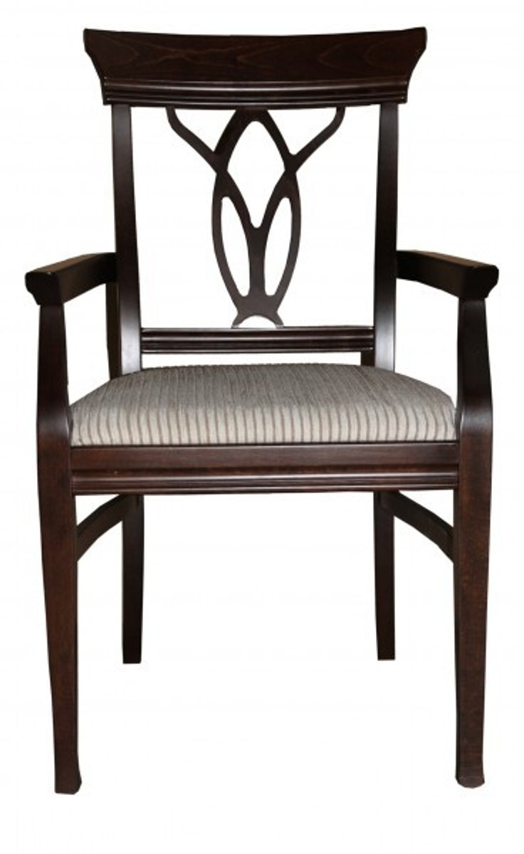 Casa Padrino Biedermeier dining chair with armrest Beige / Brown - Restaurant Hotel Furniture Casa Padrino Biedermeier dining chair with armrest Beige / Brown - Restaurant Hotel Furniture
