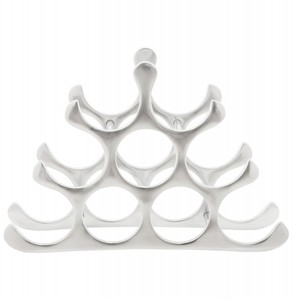 Casa Padrino Botellero de diseño para 9 botellas en aluminio pulido - Plata, Altura: 30 cm, Anchura: 44 cm, Profundidad: 13 cm Casa Padrino Botellero de diseño para 9 botellas en aluminio pulido - Plata, Altura: 30 cm, Anchura: 44 cm, Profundidad: 13 cm