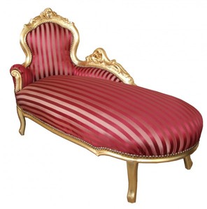 Casa Padrino Barock Chaiselongue King Bordeauxrot Violett Streifen Gold 155 x 70 x 100 cm Casa Padrino Barock Chaiselongue King Bordeauxrot Violett Streifen Gold 155 x 70 x 100 cm