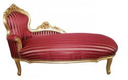 Casa Padrino Baroque Chaise Longue King Burgundy / Violet Striped / Gold 155 x 70 x 100 cm Casa Padrino Baroque Chaise Longue King Burgundy / Violet Striped / Gold 155 x 70 x 100 cm