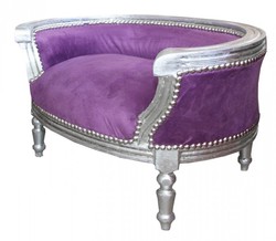 Casa Padrino Luxury Baroque Dog & Cat Sofa in Purple / Silver, 71.5 x 53 x 41 cm Casa Padrino Luxury Baroque Dog & Cat Sofa in Purple / Silver, 71.5 x 53 x 41 cm