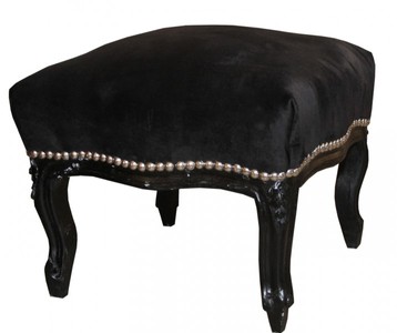 Casa Padrino baroque ottoman Medium Black / Black - Antique furniture - stools