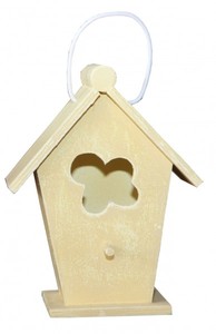 Casa Padrino Designer Vogelhaus Mini in Gelb - Dekoratives Vogelhaus aus Holz, Höhe 19 cm, Breite 14 cm, Tiefe 10 cm