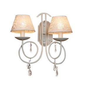 Casa Padrino Baroque Wall Lamp with Crystal Deco, White, 36 x 45 cm - Elegant Wall Light Casa Padrino Baroque Wall Lamp with Crystal Deco, White, 36 x 45 cm - Elegant Wall Light