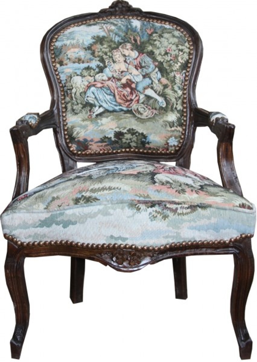 Casa Padrino tapisserie Chaise Salon baroque / Brown Casa Padrino tapisserie Chaise Salon baroque / Brown