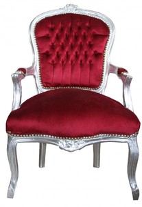 Casa Padrino Baroque Salon Chair Bordeaux / Silver Exhibit Casa Padrino Baroque Salon Chair Bordeaux / Silver Exhibit