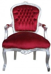 Casa Padrino baroque Chaise Salon Bordeaux / exposition Argent
