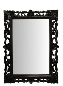 Casa Padrino Baroque Wall Mirror, ornate mirror in black piano lacquer, H 117 cm x W 87 cm Casa Padrino Baroque Wall Mirror, ornate mirror in black piano lacquer, H 117 cm x W 87 cm