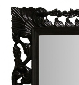 Casa Padrino Barock Wandspiegel, prunkvoller Spiegel in Schwarz Klavierlack, H 117 cm x B 87 cm