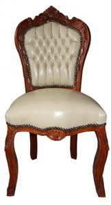 Similpelle Casa Padrino barocco Cena Chair Crema / Marrone - Mobili in stile barocco