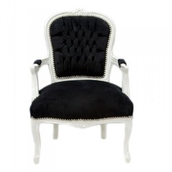 Casa Padrino Baroque Salon Chair Black / White Casa Padrino Baroque Salon Chair Black / White