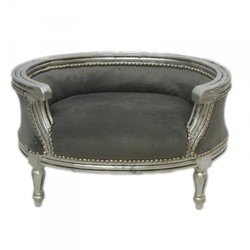 Casa Padrino Luxury Baroque Dog & Cat Sofa Grey / Silver, Length 71.5 cm, Width 53 cm, Height 41 cm Casa Padrino Luxury Baroque Dog & Cat Sofa Grey / Silver, Length 71.5 cm, Width 53 cm, Height 41 cm