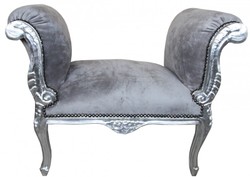 Casa Padrino Baroque stool Stool Grey / Silver - Seat