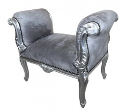 Casa Padrino Baroque stool Stool Grey / Silver - Seat