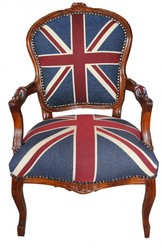 Casa Padrino barocco Salon Chair Union Jack / Mahogany Brown - bandiera inglese - Inghilterra
