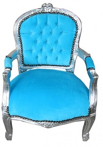 Casa Padrino Silla Barroca para Niños Estilo Antiguo - Turquesa / Plata - Altura 71 cm - Mueble de Lujo Casa Padrino Silla Barroca para Niños Estilo Antiguo - Turquesa / Plata - Altura 71 cm - Mueble de Lujo