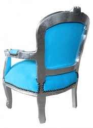 Casa Padrino Sedia Barocca per Bambini Stile Antico - Turchese / Argento - Altezza 71 cm - Mobile di Lusso Casa Padrino Sedia Barocca per Bambini Stile Antico - Turchese / Argento - Altezza 71 cm - Mobile di Lusso