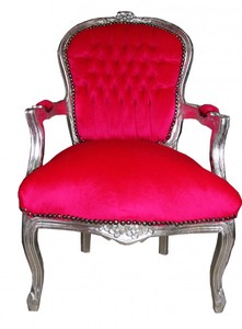 Casa Padrino Mod1 Baroque Salon Chair Pink / Silver Casa Padrino Mod1 Baroque Salon Chair Pink / Silver