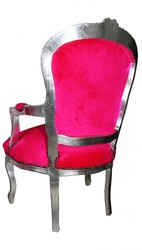 Casa Padrino Mod1 Baroque Salon Chair Pink / Silver Casa Padrino Mod1 Baroque Salon Chair Pink / Silver