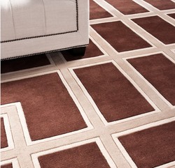 Casa Padrino Luxury Rug with Meander Pattern, Brown / Cream, 300 x 400 cm - High-Quality New Zealand Wool