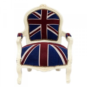 Casa Padrino Silla Barroca para Niños Union Jack / Crema Madera Maciza 71 cm Casa Padrino Silla Barroca para Niños Union Jack / Crema Madera Maciza 71 cm