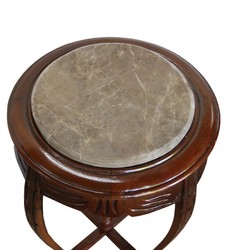 Casa Padrino Mesa auxiliar barroca redonda en marrón, tablero de mármol, 68 x 35 cm, estilo antiguo Casa Padrino Mesa auxiliar barroca redonda en marrón, tablero de mármol, 68 x 35 cm, estilo antiguo