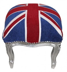 Casa Padrino barocco sgabello Union Jack / argento - stile antico sgabello inglese Giochi- Inghilterra Casa Padrino barocco sgabello Union Jack / argento - stile antico sgabello inglese Giochi- Inghilterra