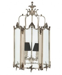Casa Padrino Lampada a Sospensione Barocca Argentata Look Antico, Lampadario a 4 Luci, Larghezza 39 cm, Altezza 73 cm, Profondità 42 cm Casa Padrino Lampada a Sospensione Barocca Argentata Look Antico, Lampadario a 4 Luci, Larghezza 39 cm, Altezza 73 cm, Profondità 42 cm
