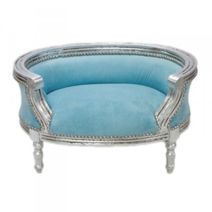 Casa Padrino Divano Barocco per Cani & Gatti in Stile Antico Blu / Argento 71,5 x 53 x 41 cm Casa Padrino Divano Barocco per Cani & Gatti in Stile Antico Blu / Argento 71,5 x 53 x 41 cm