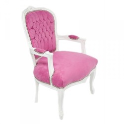 Casa Padrino barroco silla del salón Mod1 rosa / blanco Casa Padrino barroco silla del salón Mod1 rosa / blanco