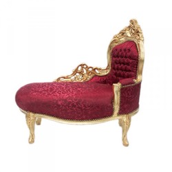 Casa Padrino Chaise Longue Baroque pour Enfant Bordeaux Motif et Or - Meuble de Luxe Style Antique, 101 x 51 x 93 cm Casa Padrino Chaise Longue Baroque pour Enfant Bordeaux Motif et Or - Meuble de Luxe Style Antique, 101 x 51 x 93 cm
