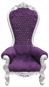 Casa Padrino Baroque Throne Armchair Majestic in Purple/Silver with Bling Bling Rhinestones - H 173 cm x W 104 cm x D 82 cm Casa Padrino Baroque Throne Armchair Majestic in Purple/Silver with Bling Bling Rhinestones - H 173 cm x W 104 cm x D 82 cm