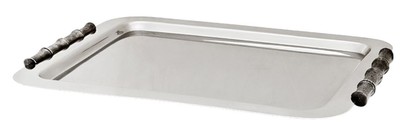 Casa Padrino Bandeja de lujo rectangular acero inoxidable niquelado Bamboo plata 55 x 42,5 cm