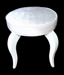 Casa Padrino Barock Sitzhocker Weiß / Weiß - Designer Rundhocker - Luxus Qualität