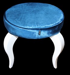 Casa Padrino Barock Sitzhocker Türkis / Weiß - Designer Rundhocker - Luxus Qualität