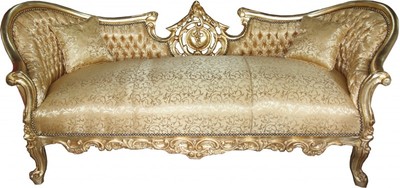 Casa Padrino Divano Barocco Vampire in Design Antico Motivo Oro - 200 x 75 x 82 cm Casa Padrino Divano Barocco Vampire in Design Antico Motivo Oro - 200 x 75 x 82 cm