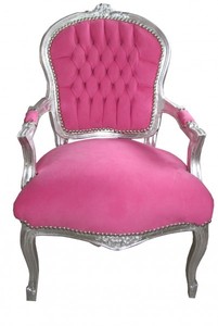 Casa Padrino Mod1 Baroque Salon Chair Pink / Silver Antik Design Casa Padrino Mod1 Baroque Salon Chair Pink / Silver Antik Design