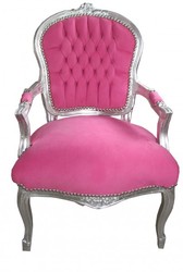 Casa Padrino baroque Chaise Salon Mod1 Rose / Argent - Conception Antique