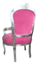 Casa Padrino baroque Chaise Salon Mod1 Rose / Argent - Conception Antique
