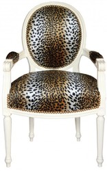 Casa Padrino baroque Salon Chaise Leopard / crème Mod2 ronde Casa Padrino baroque Salon Chaise Leopard / crème Mod2 ronde