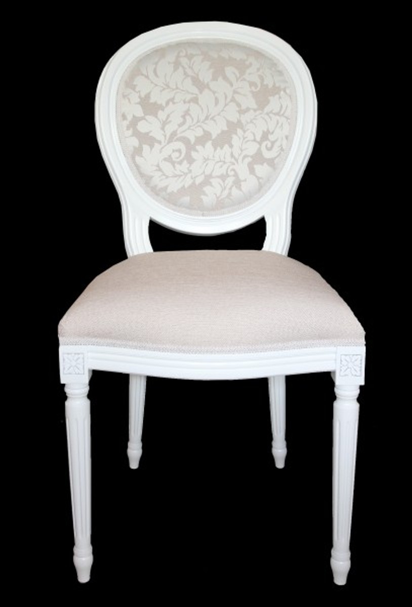 Casa Padrino without armrest Baroque Dinner Chair Cream / White - Designer Chair - Luxury quality Casa Padrino without armrest Baroque Dinner Chair Cream / White - Designer Chair - Luxury quality