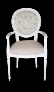 Casa Padrino Dîner baroque Chaise avec accoudoirs crème / blanc - Chaise design - qualité de luxe Casa Padrino Dîner baroque Chaise avec accoudoirs crème / blanc - Chaise design - qualité de luxe